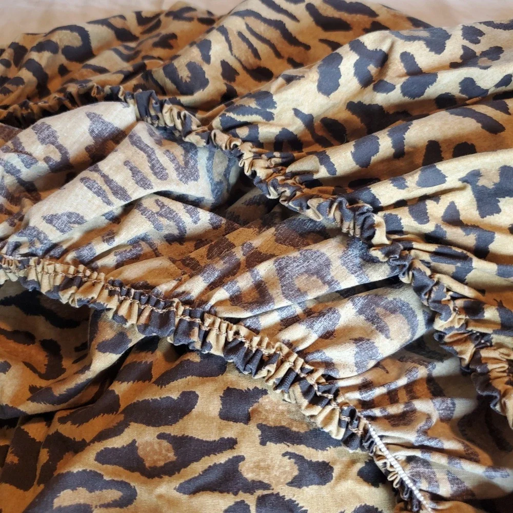 Ralph Lauren Home Aragon Leopard Print Queen Fitted Sheet 100 Cotton Made in USA